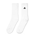 Embroidered Crew Socks in white, left sock