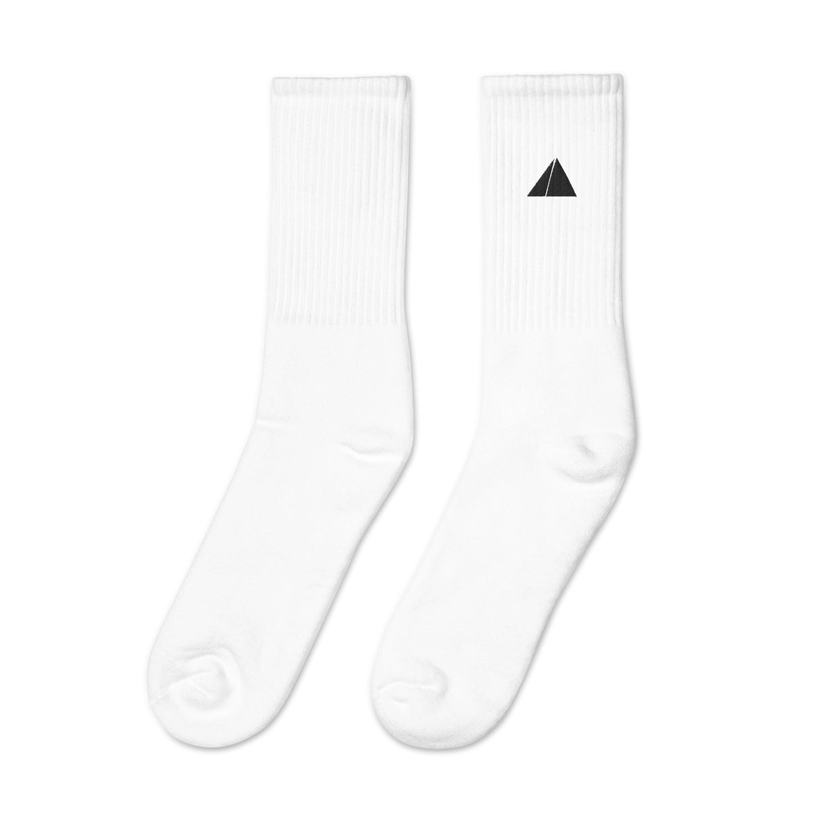 Embroidered Crew Socks in white, left sock