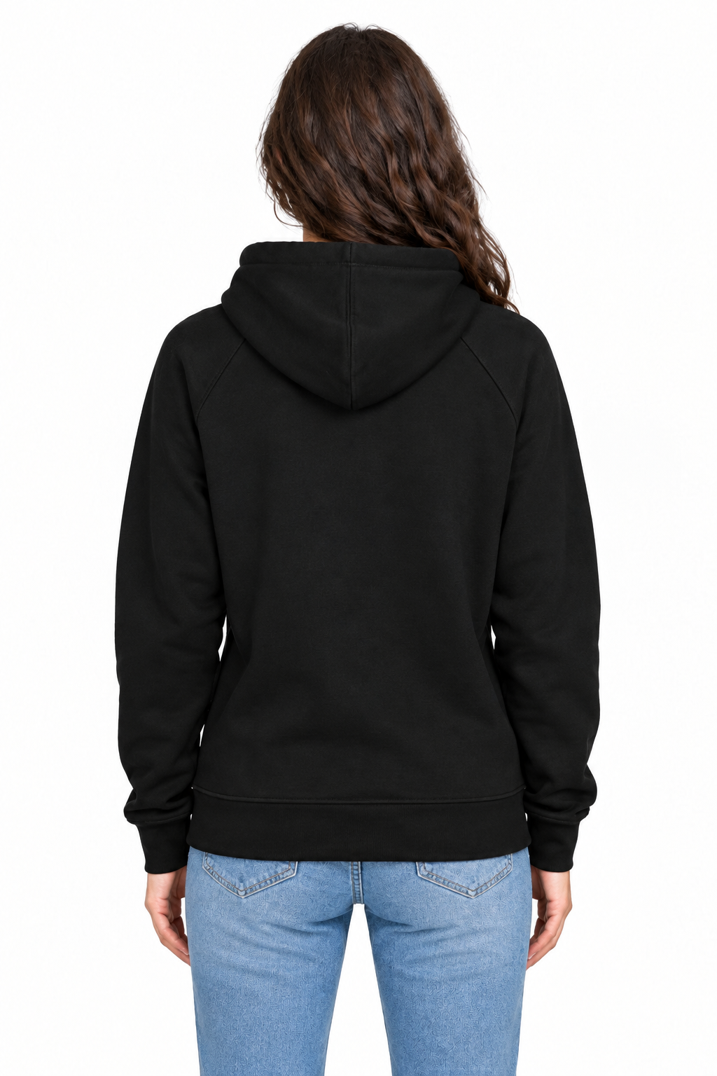 Relax Raglan Hoodie in black, lifestyle photo