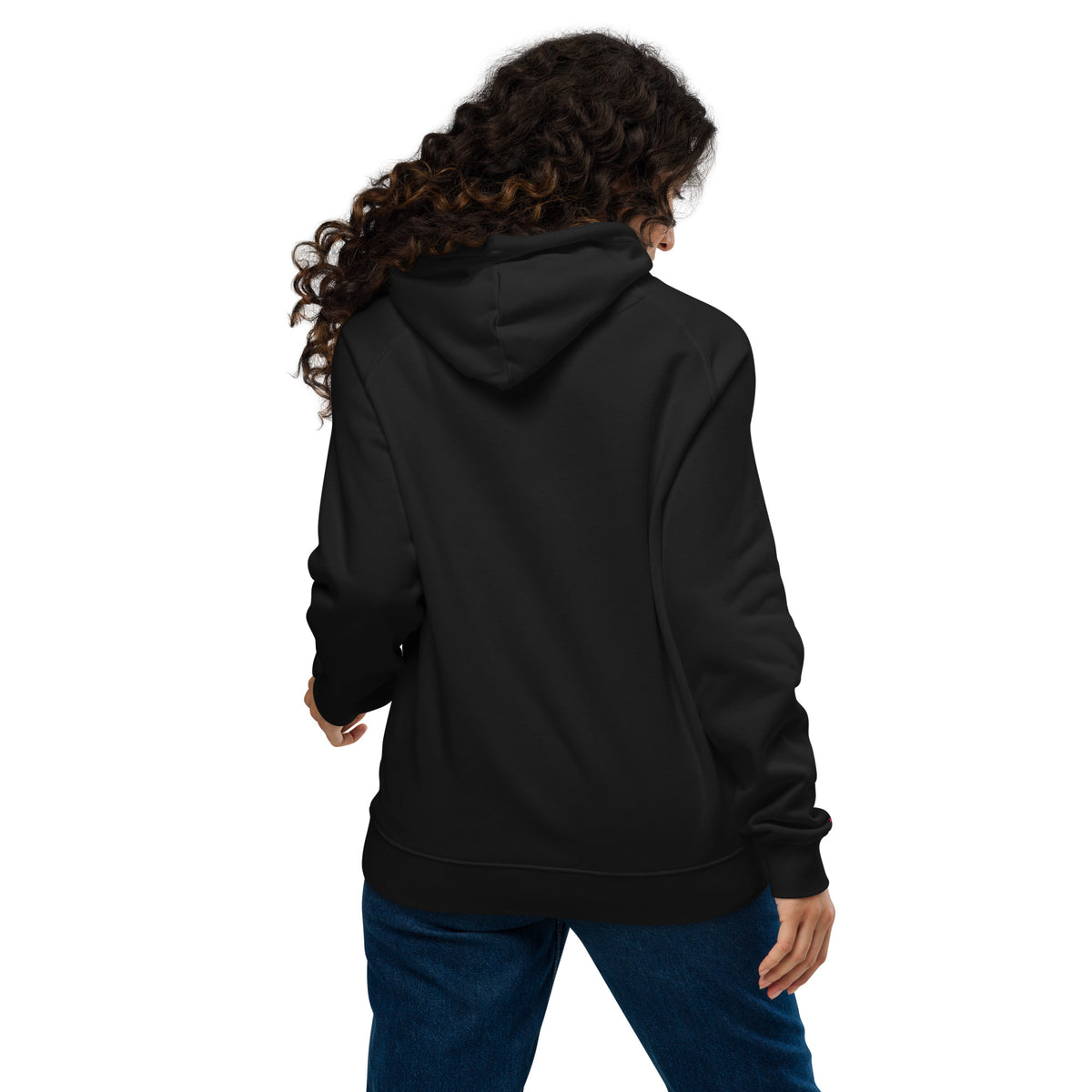 Relax Raglan Hoodie in black, back view