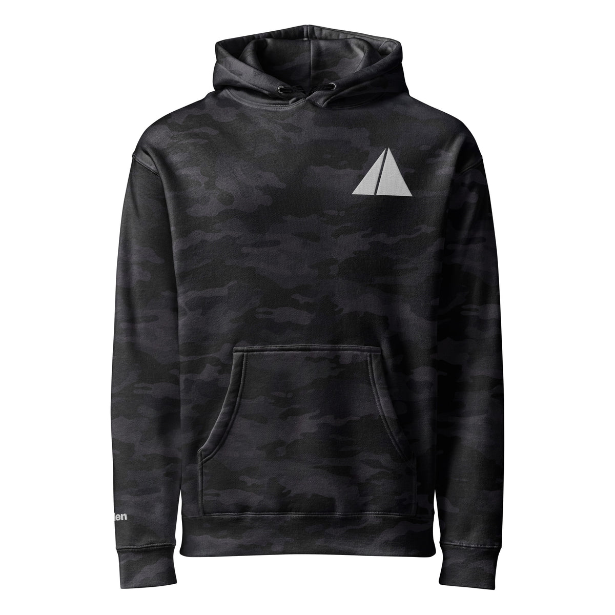 Simple Camo Hoodie in black camo, front view