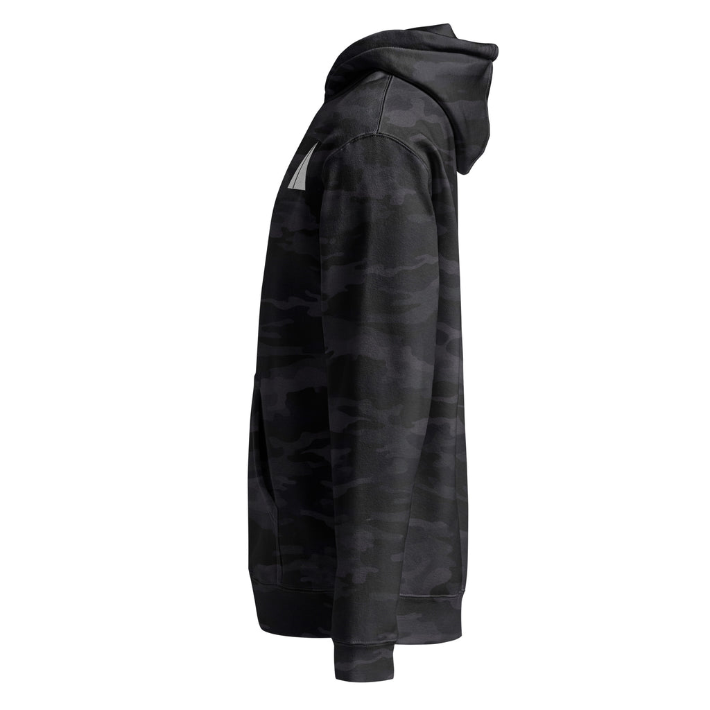 Simple Camo Hoodie in black camo, left side view