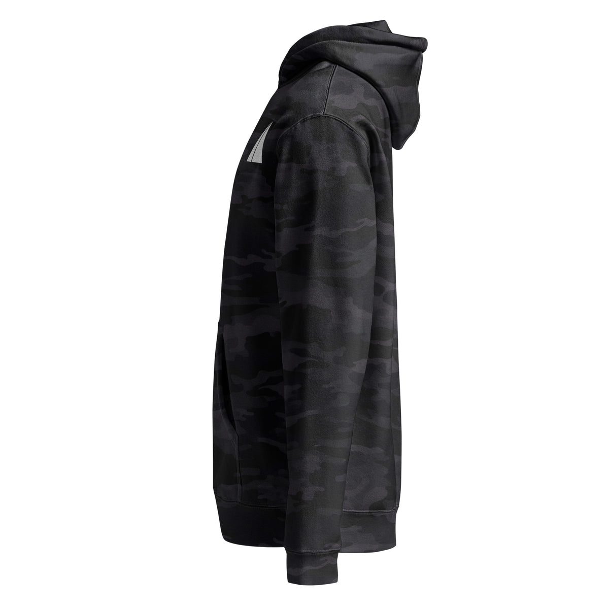 Simple Camo Hoodie in black camo, left side view