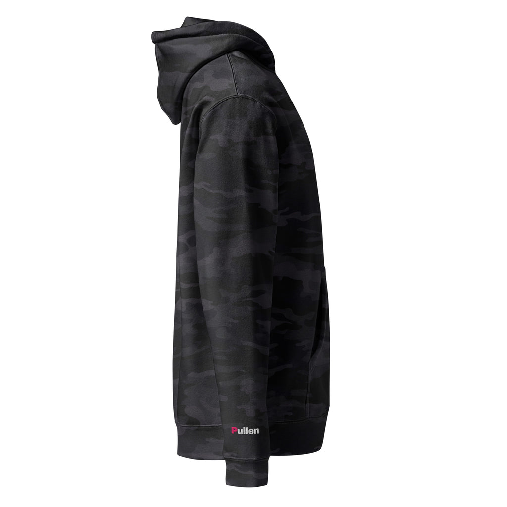 Simple Camo Hoodie in black camo, right side view