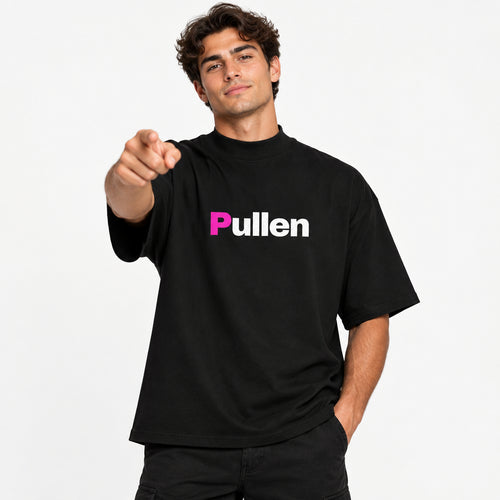 Oversized Organic Tee in black, front view