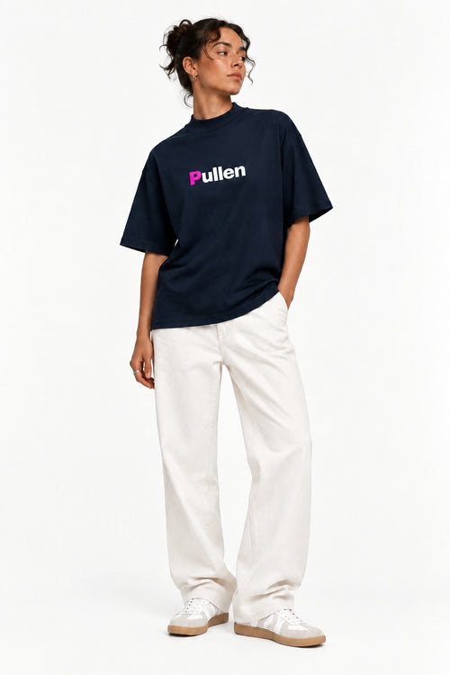 Oversized Organic Tee in French navy, front view
