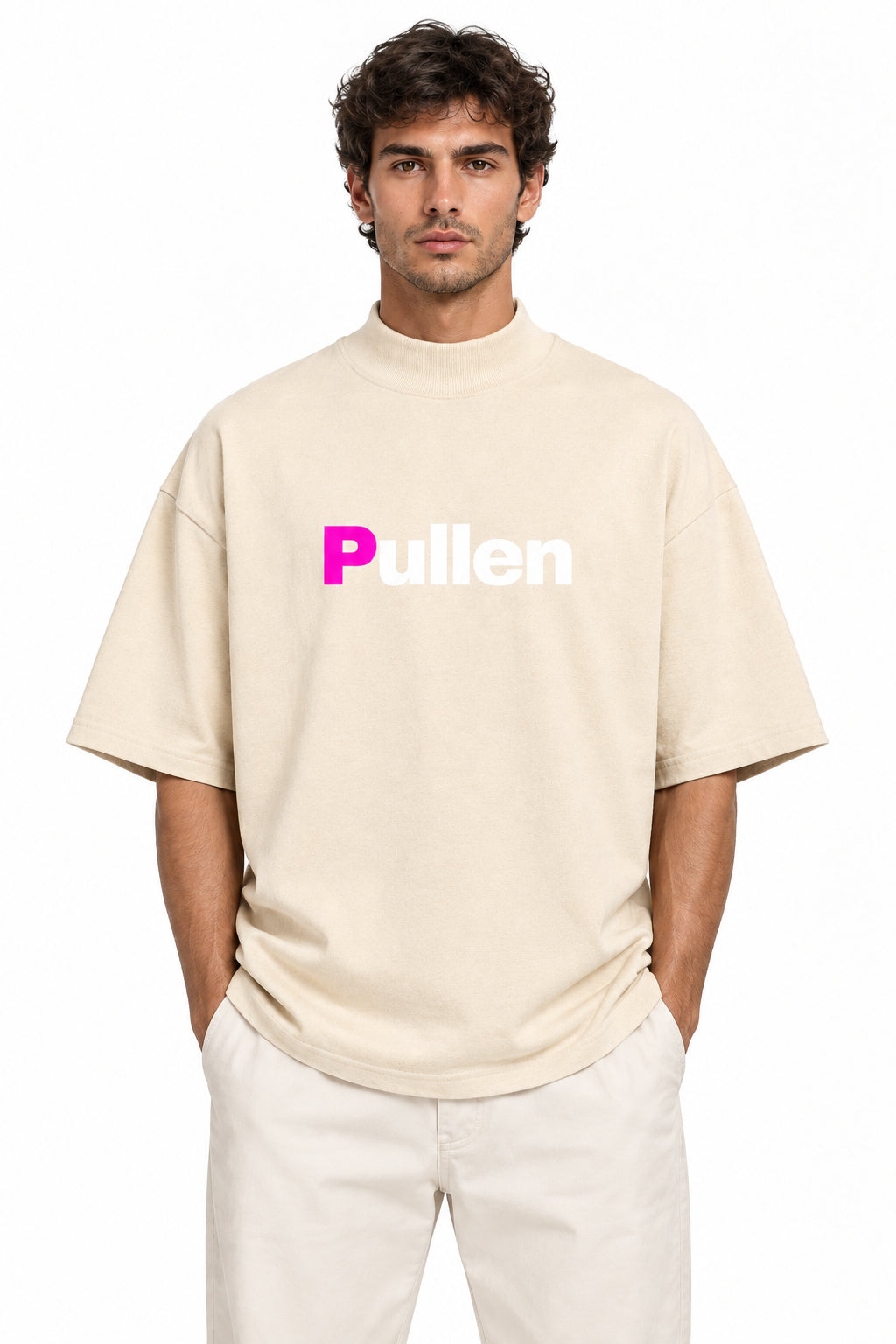 Oversized Organic Tee in natural, front view